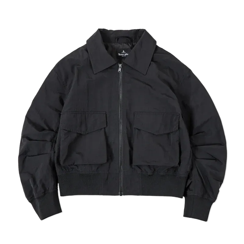 -Women's Casual Short Coat, Motorcycle Pilot Jacket, Black Vintage Top, New, Autumn, 2023