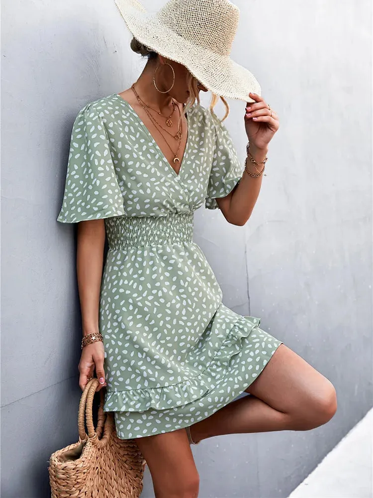 2024 Elegant Lotus Leaf Sleeve Summer Dress Boho Dress