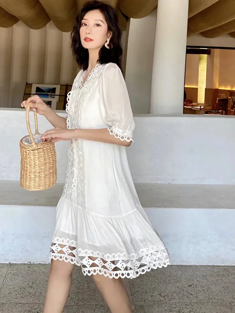 2024 Summer Holiday Long Dress Vocation Beach Ladies New Midi Dress