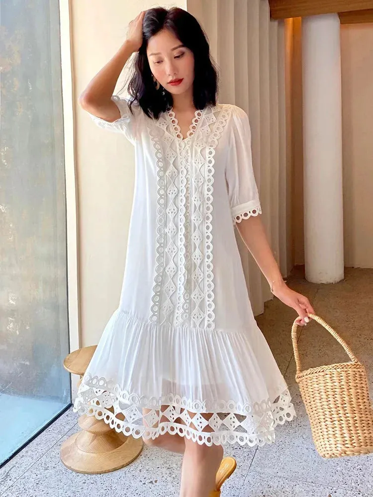 2024 Summer Holiday Long Dress Vocation Beach Ladies New Midi Dress