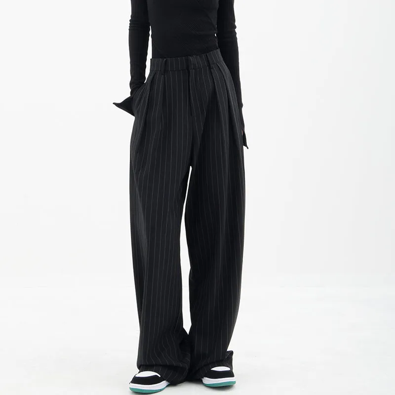 【23s July】Striped Wide-Leg Casual Suit Pants