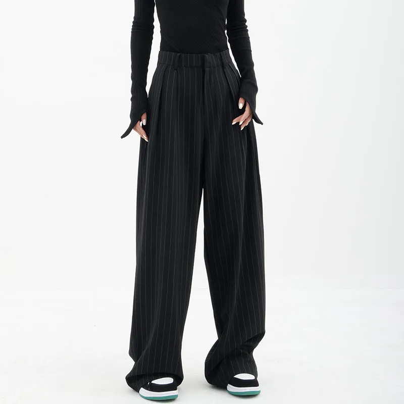 【23s July】Striped Wide-Leg Casual Suit Pants