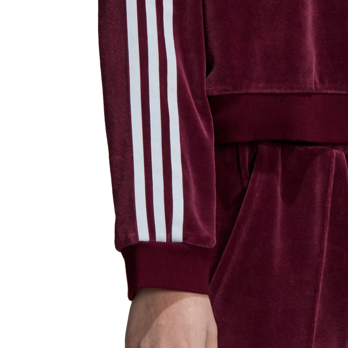 Adidas Originals Trefoil Women's Cropped Pullover Hoodie Maroon/White