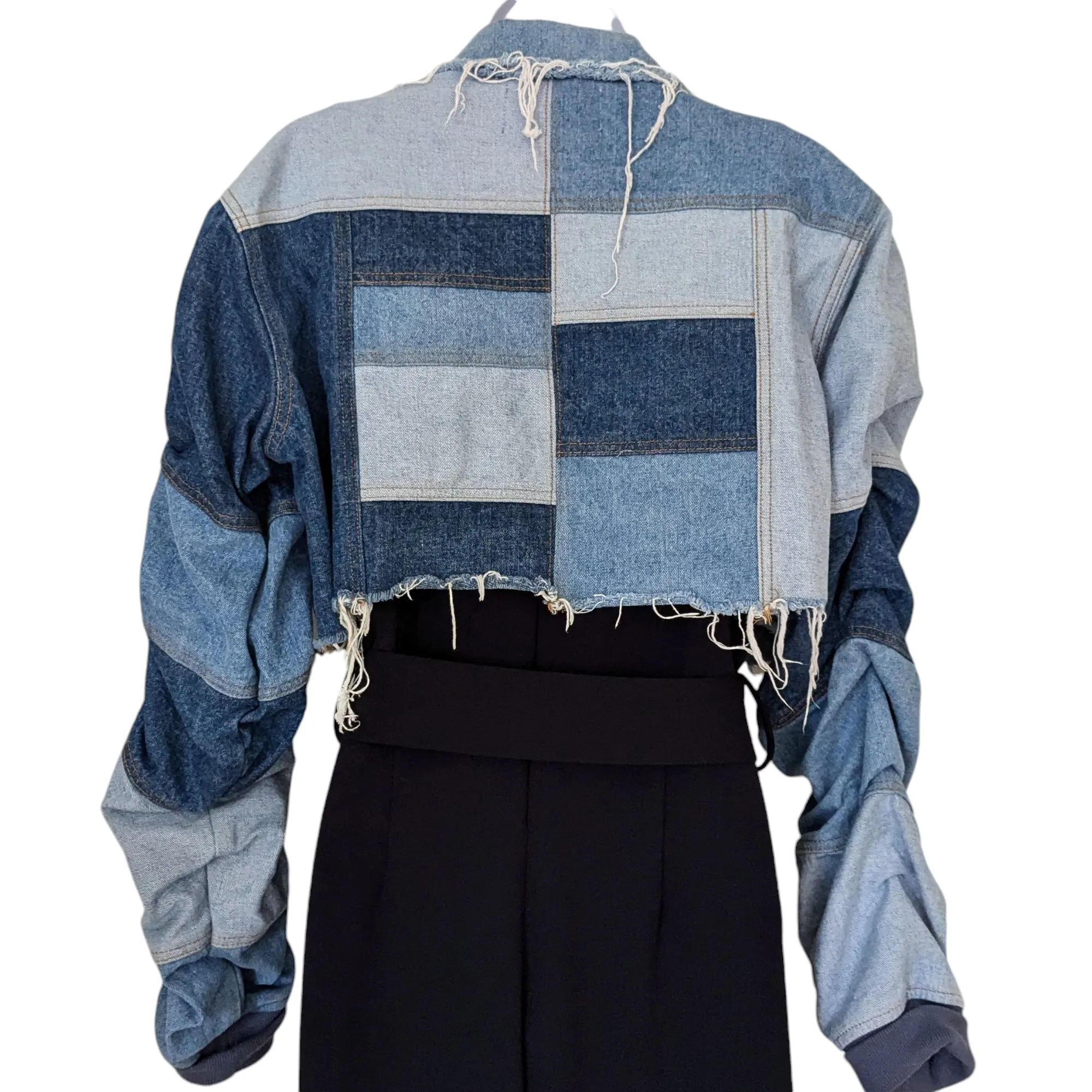 AKIRA Stacked Patchwork Denim Jacket Size Large