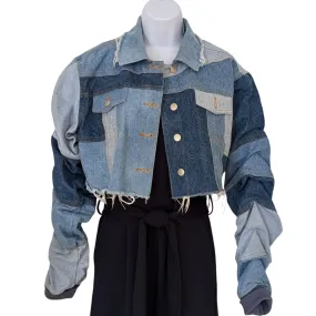 AKIRA Stacked Patchwork Denim Jacket Size Large