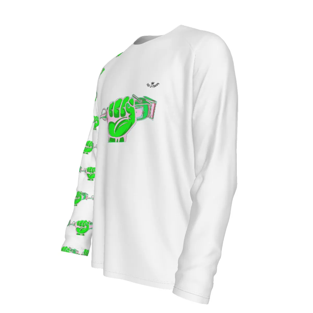 All-Over Print Men's Raglan Long Sleeve T-shirt  | 190GSM Cotton barber,, print green with clippers