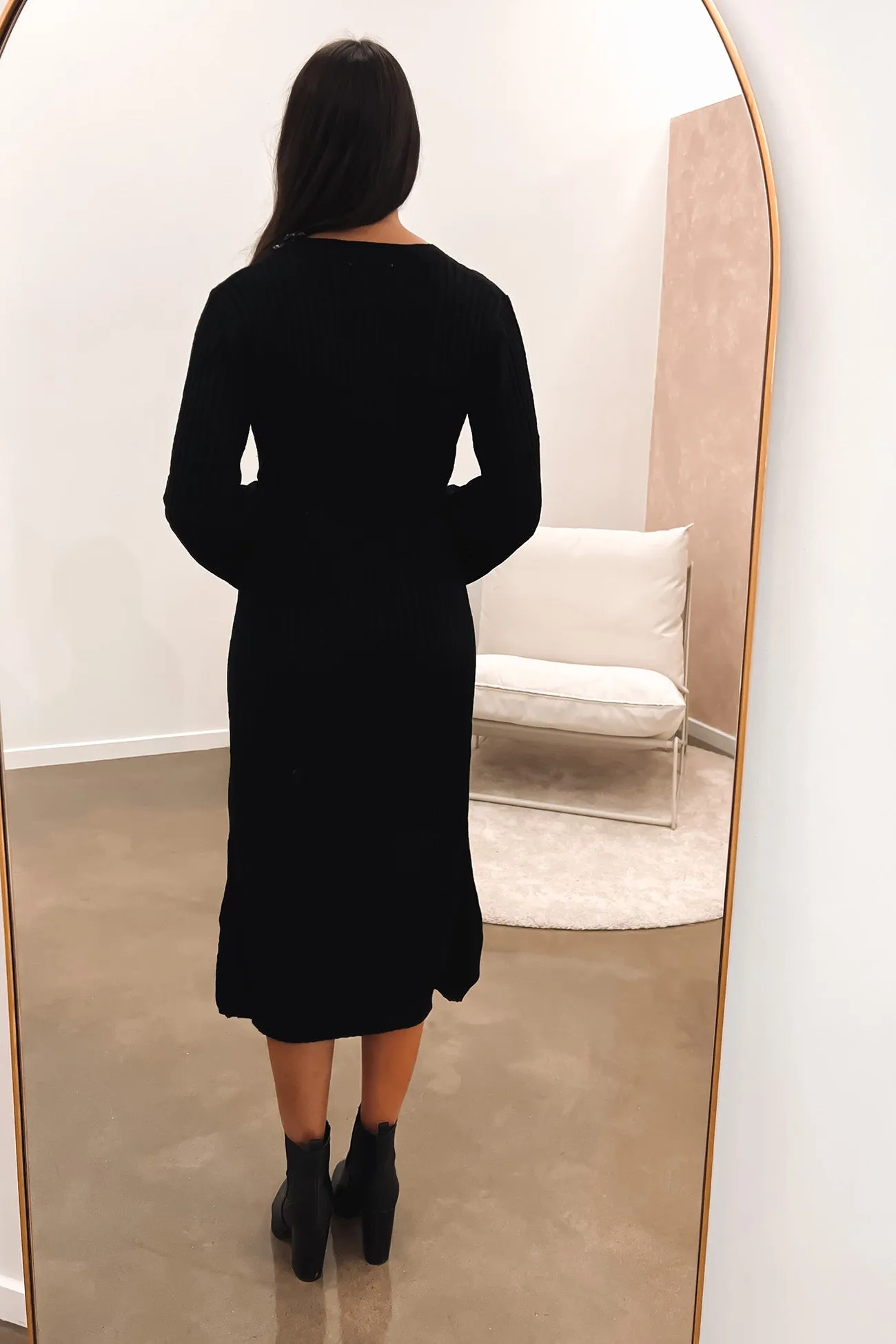 Amber Knit Midi Dress Black