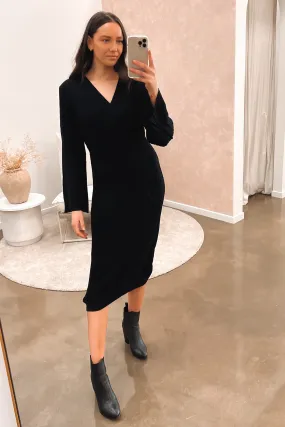 Amber Knit Midi Dress Black