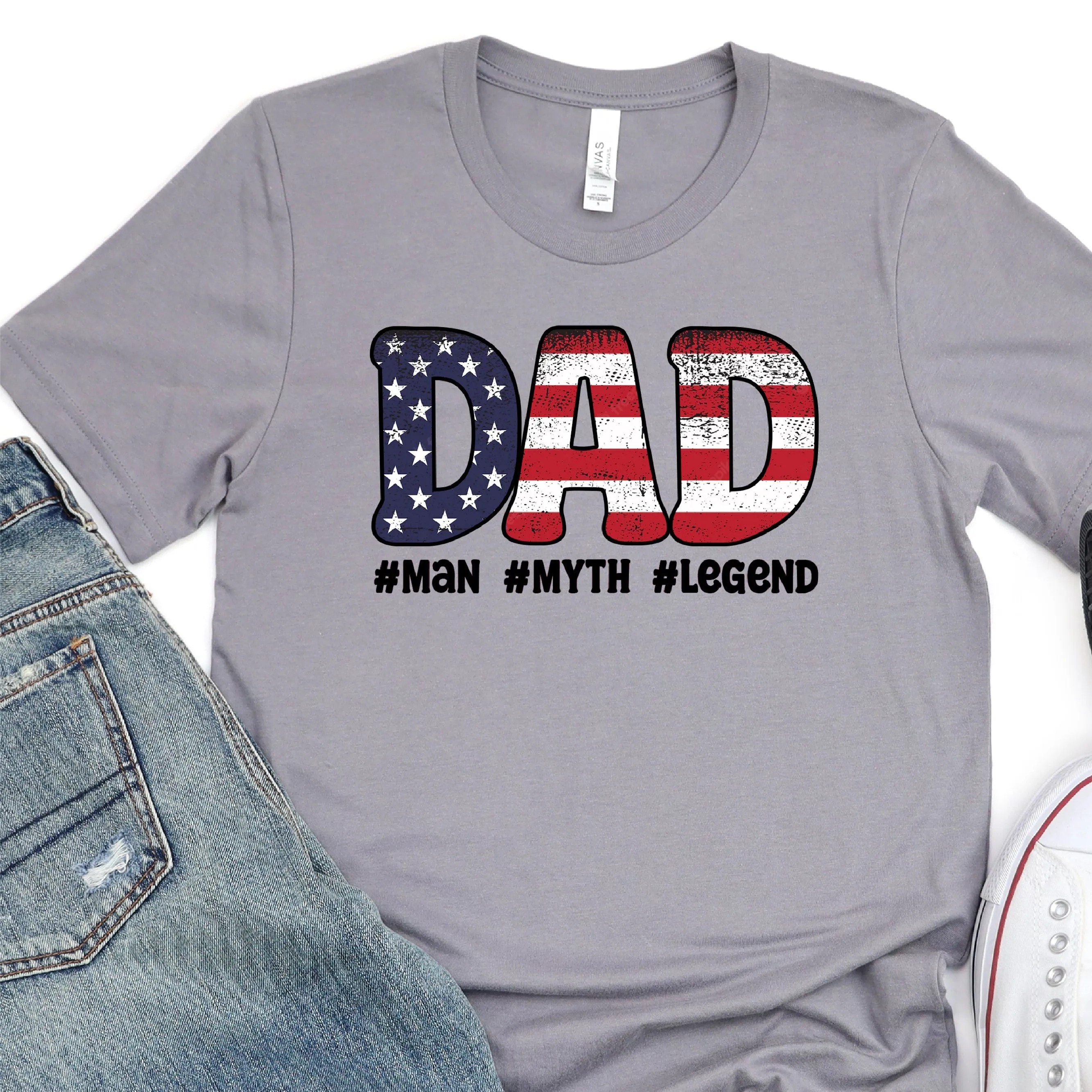 American Flag Dad, Man Myth Legend- Father's Day Graphic T-Shirt -  T-shirt T-Shirt For Dad