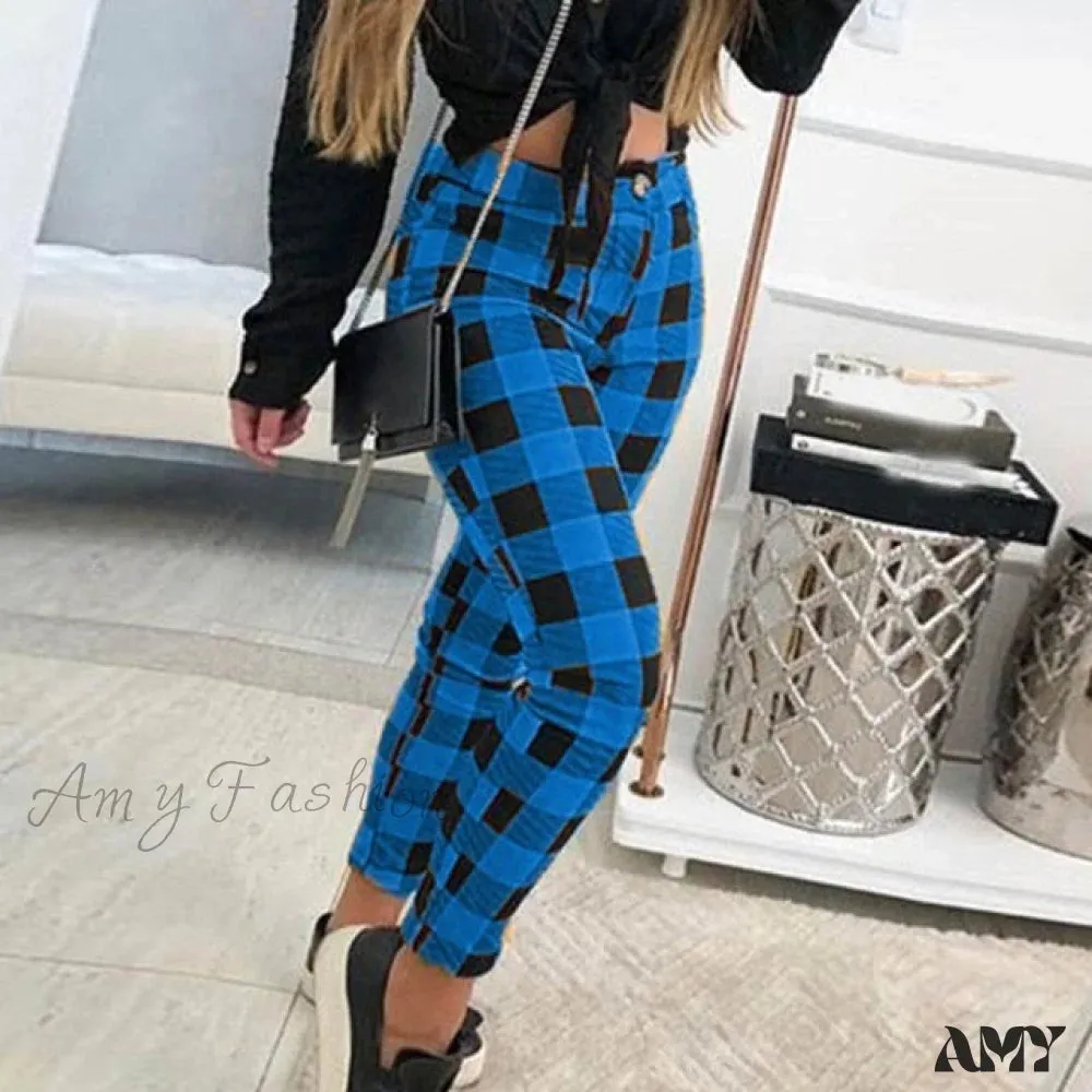 Amy Fashion - Casual Elastic High Waist Loose Pockets Long Pants