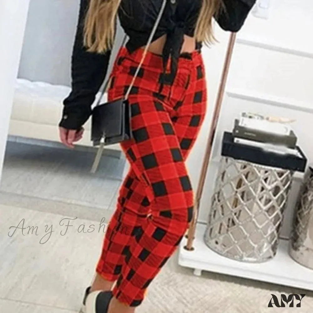 Amy Fashion - Casual Elastic High Waist Loose Pockets Long Pants