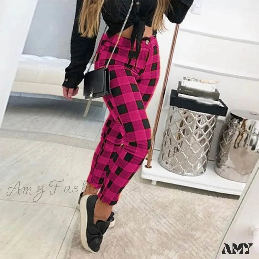 Amy Fashion - Casual Elastic High Waist Loose Pockets Long Pants