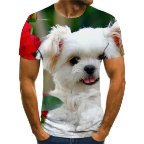 Animal T-shirt Men Dog T-shirts 3d Flower Shirt Print Harajuku Tshirt Printed