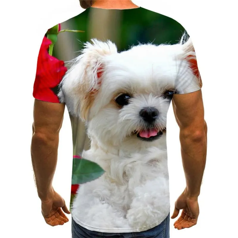 Animal T-shirt Men Dog T-shirts 3d Flower Shirt Print Harajuku Tshirt Printed