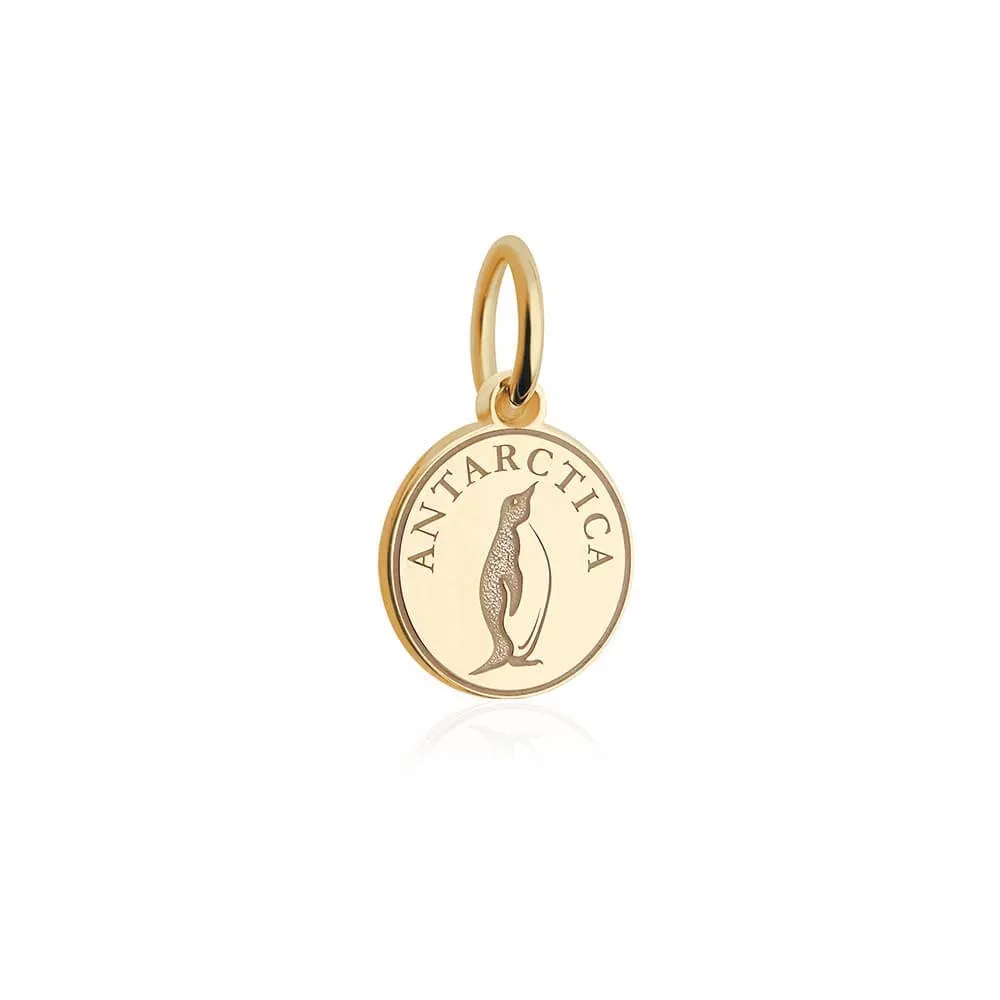 Antartica Passport Stamp Charm Solid Gold Mini