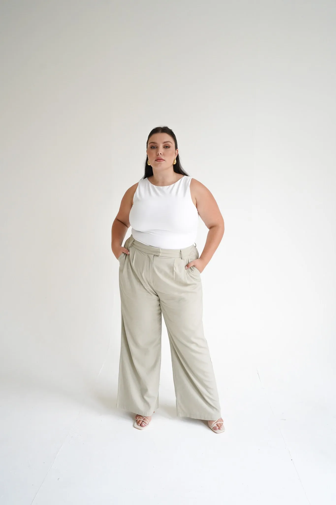 ARIE LINEN PANTS STONE TALL FIT