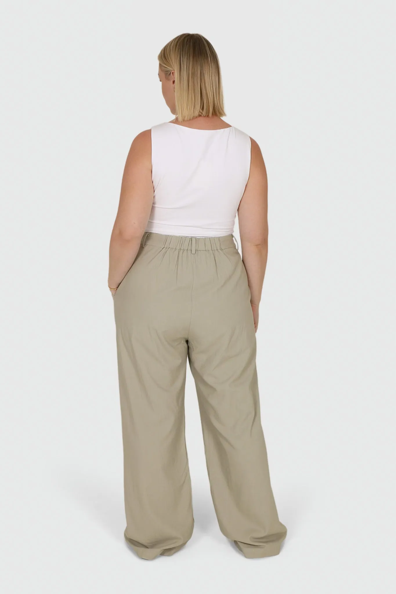 ARIE LINEN PANTS STONE TALL FIT