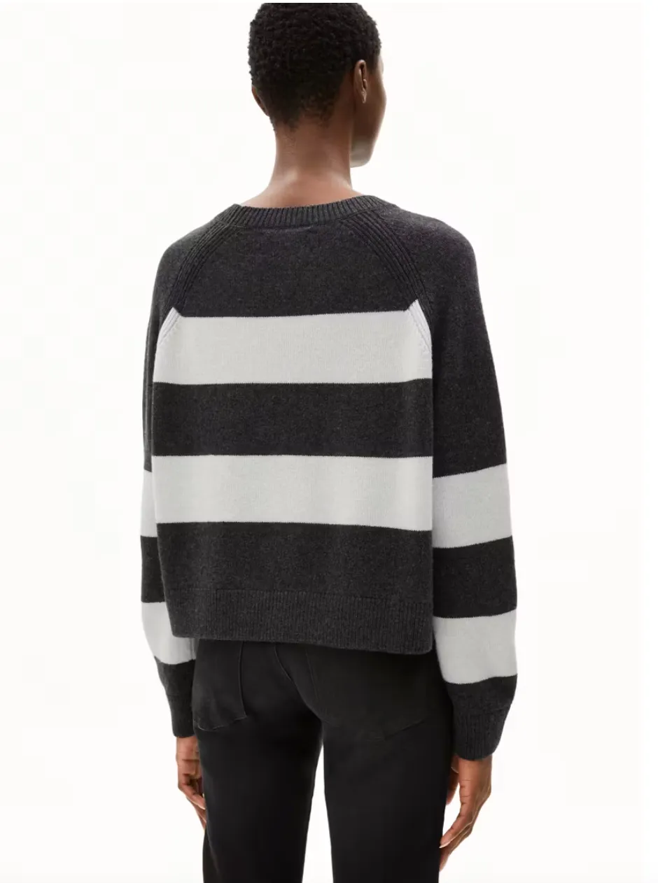 Armedangels Strick Pullover Diliriaa Stripes steel melange-oatmilk