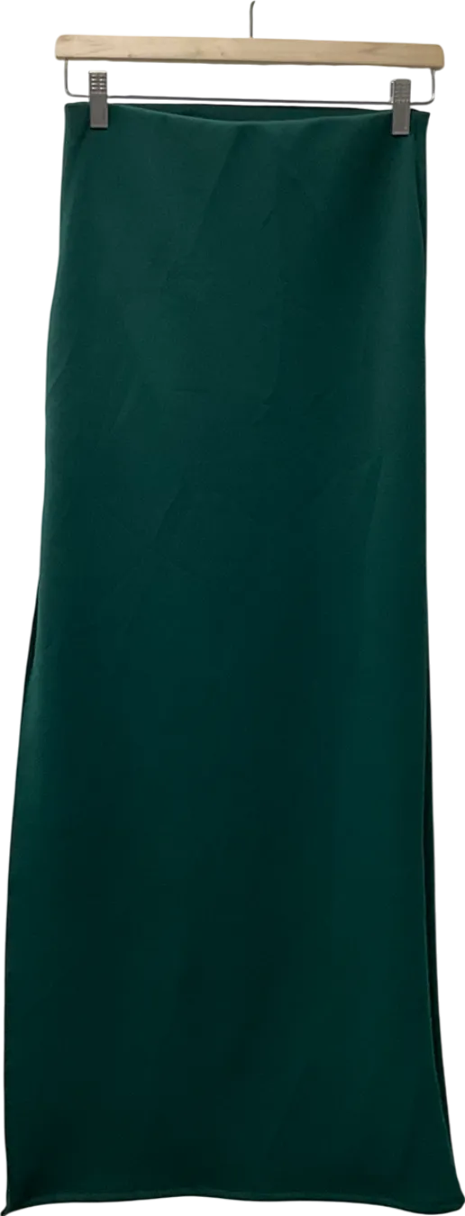 ASOS Pleated Side Scuba Column Maxi Skirt With Side Split In Bottle Green UK S/M