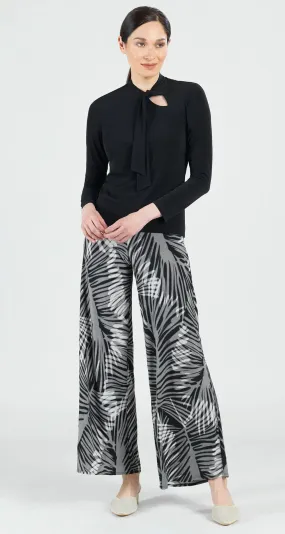 Asymmetrical Bow Tie-Neck Top - Black T237