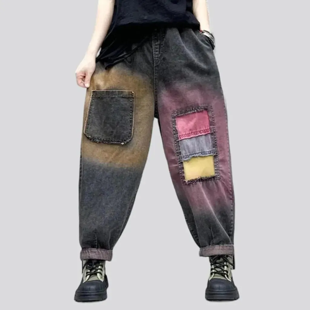 Baggy denim pants
 for ladies