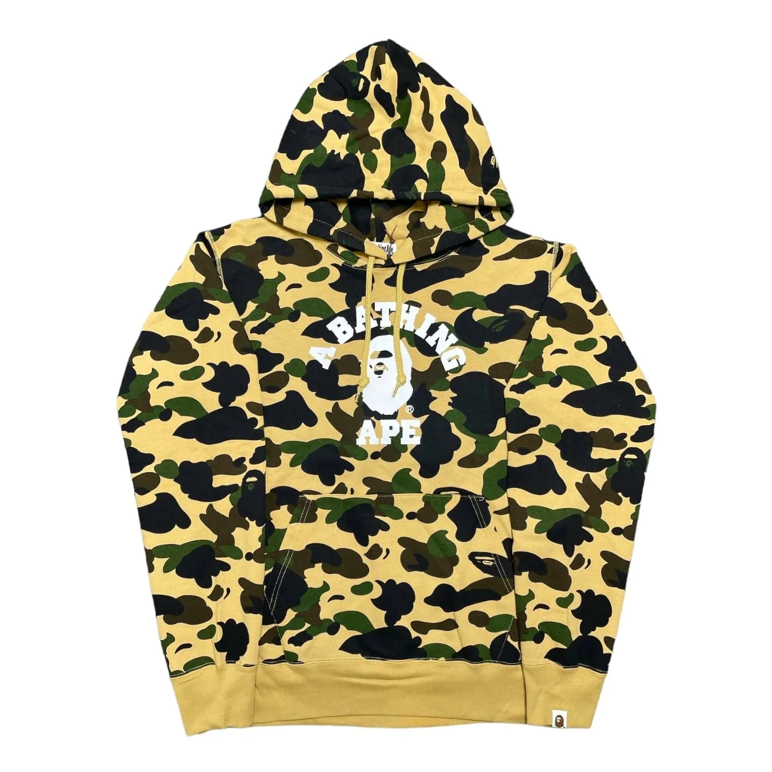 BAPE 1st Camo College Logo Pullover Hooded Sweatshirt Yellow