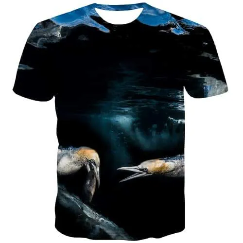 Bird T shirts Men Fish Shirt Print Ocean Tshirts Cool Colorful T shirts Funny