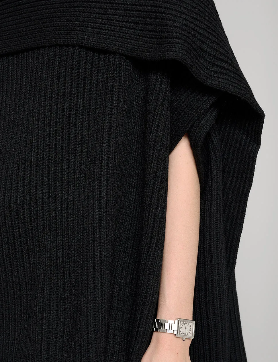 Black Knit Cape Top