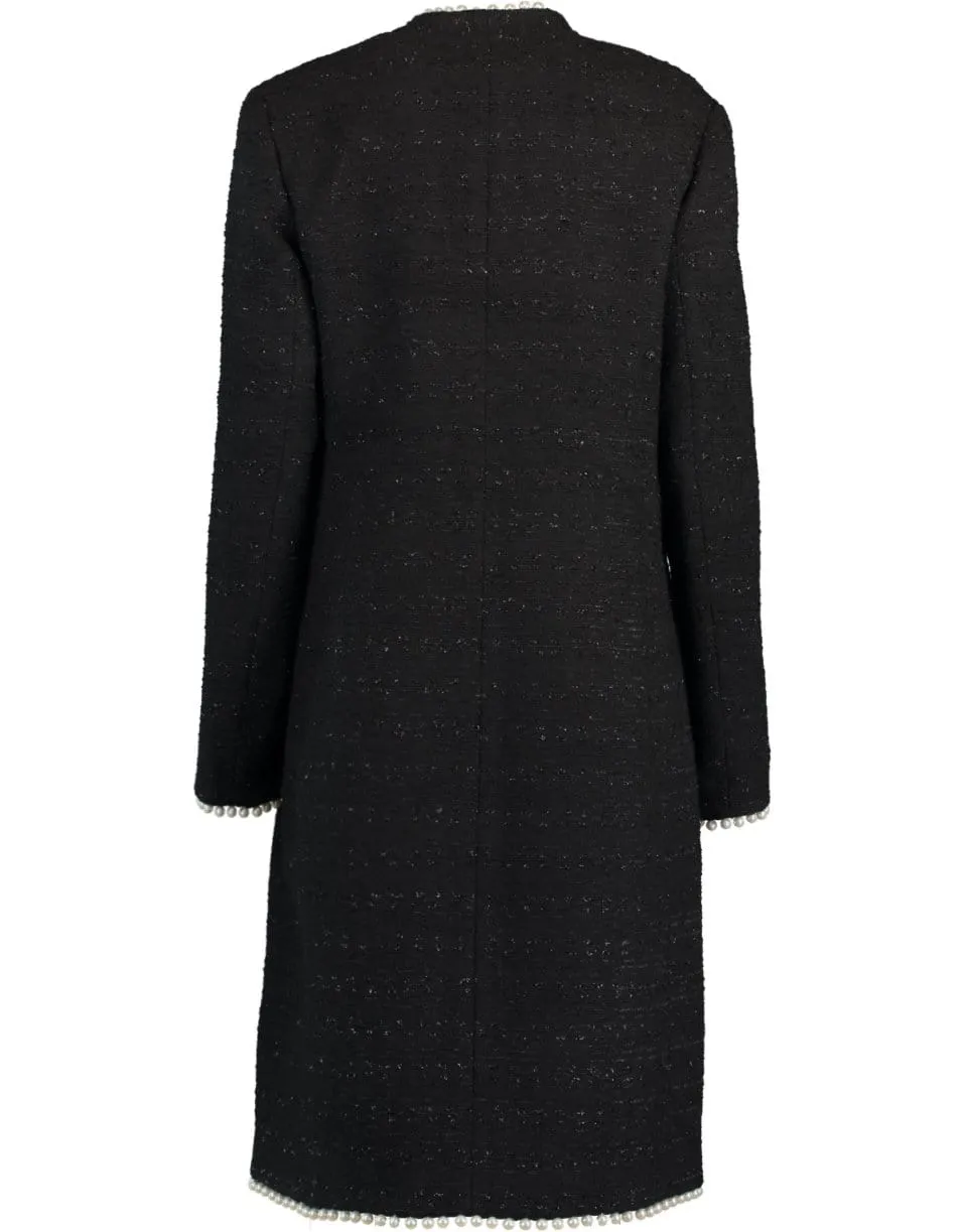 Black Long Sleeve Tweed Coat