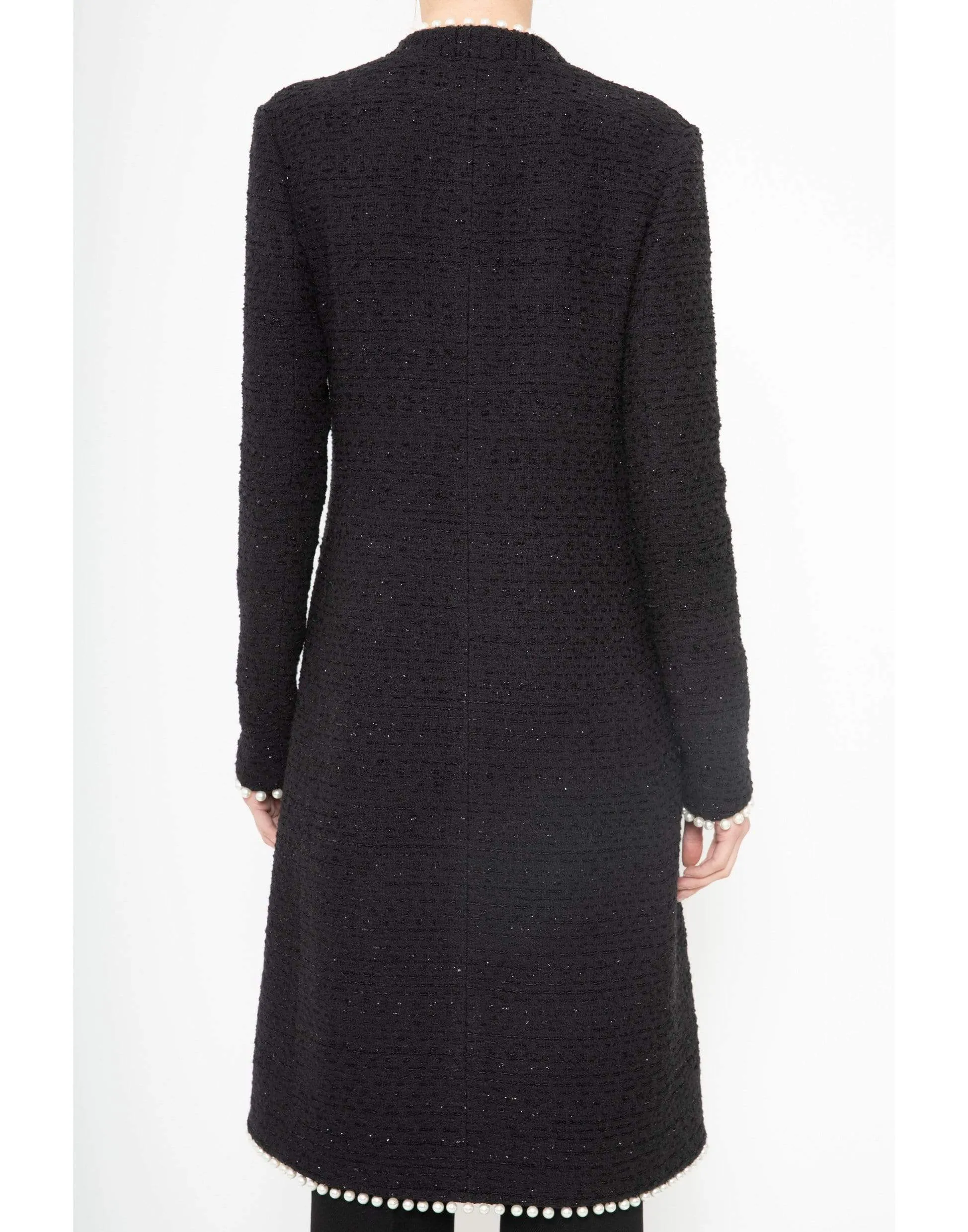 Black Long Sleeve Tweed Coat