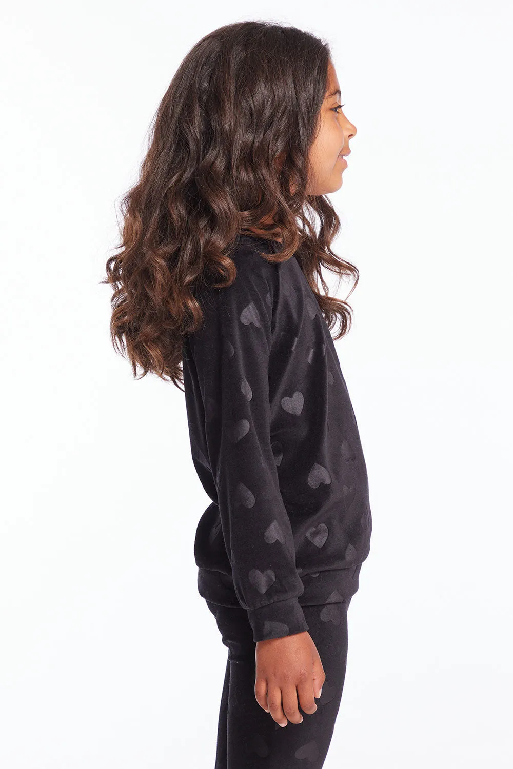 Blouson Sleeve Girls Licorice Heart Raglan Pullover