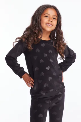 Blouson Sleeve Girls Licorice Heart Raglan Pullover