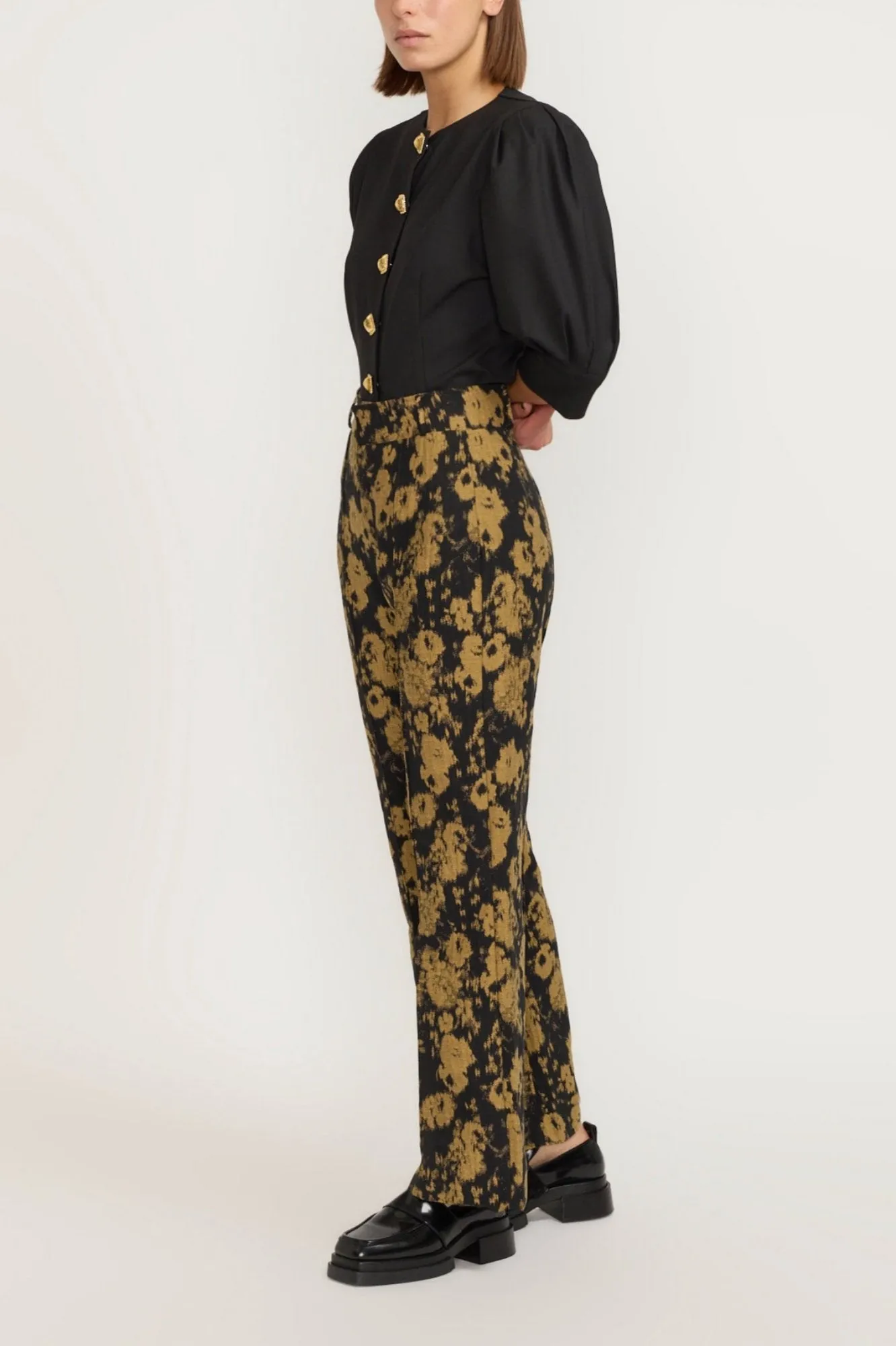 BLURRY BLACK & OCHRE Flared Pants