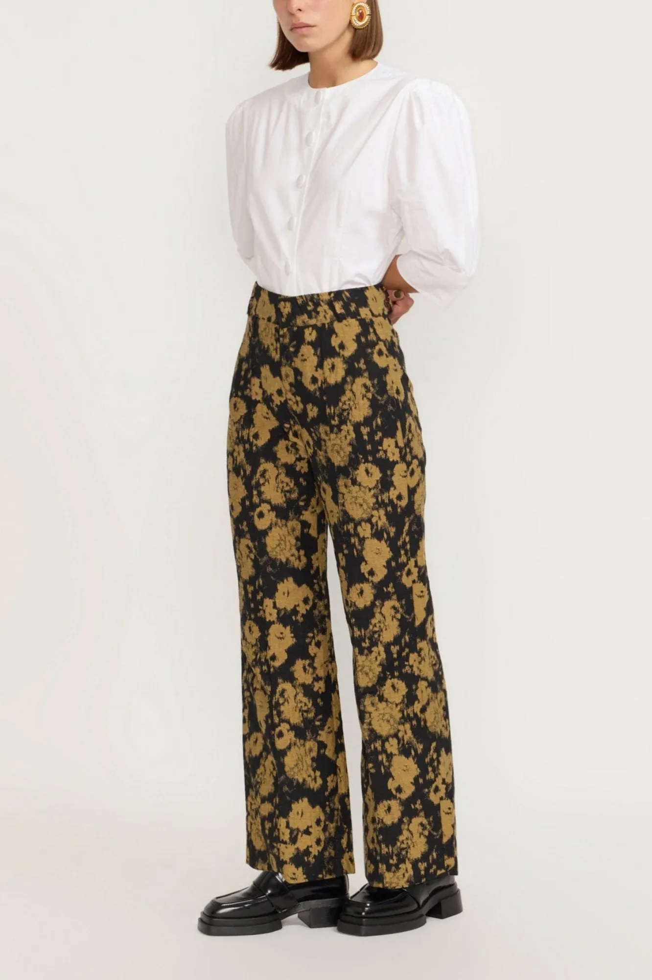 BLURRY BLACK & OCHRE Flared Pants