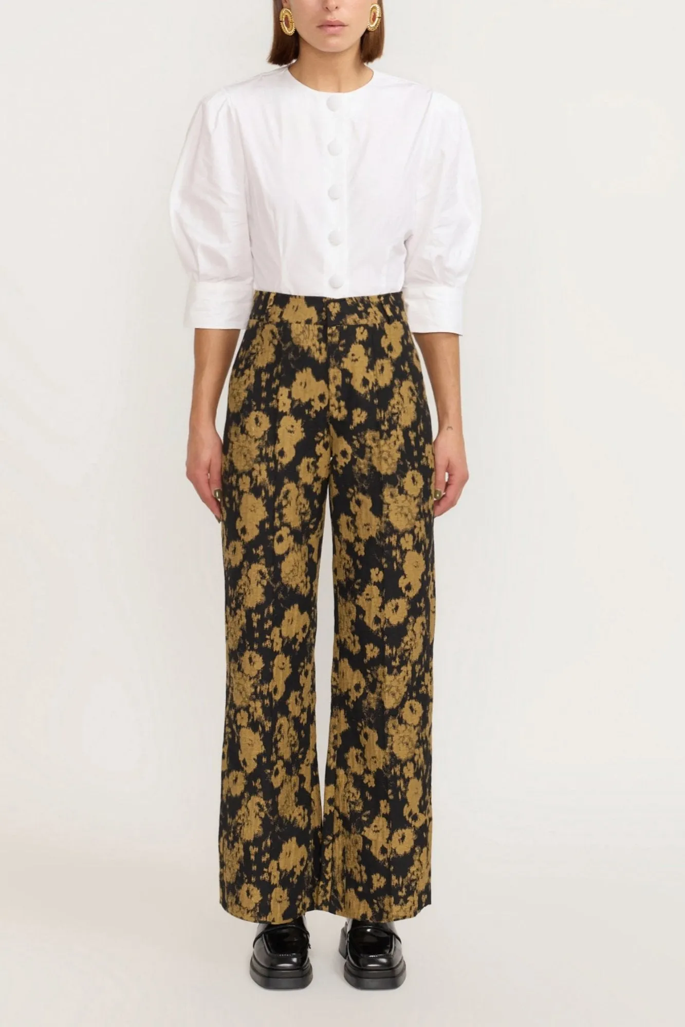 BLURRY BLACK & OCHRE Flared Pants