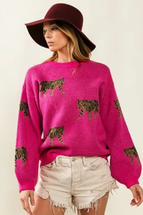 Bohemian Tiger Pattern Pullover Sweater