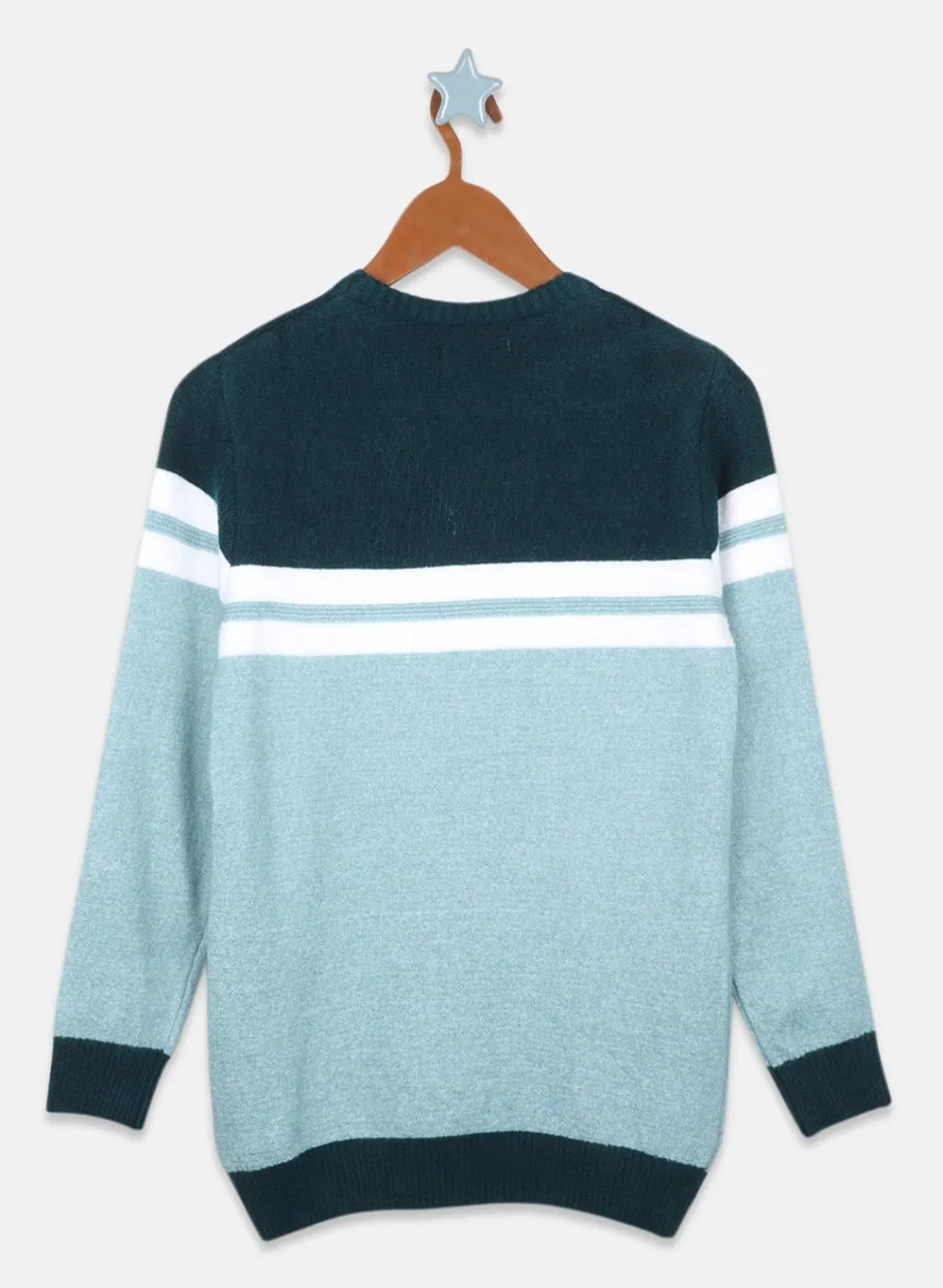 Boys Blue Solid Pullover