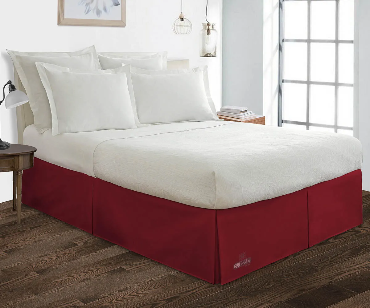 BURGUNDY PLEATED BED SKIRT