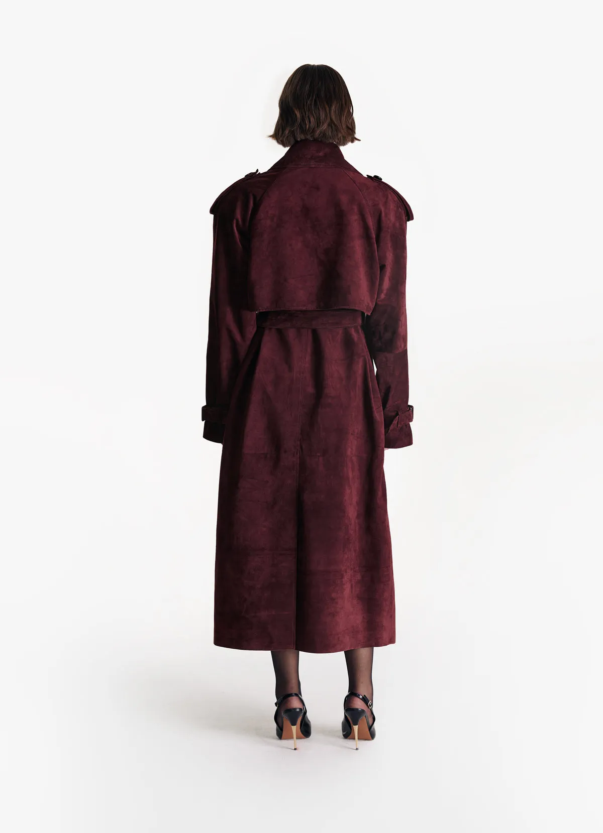 Burgundy Suede Trench Coat