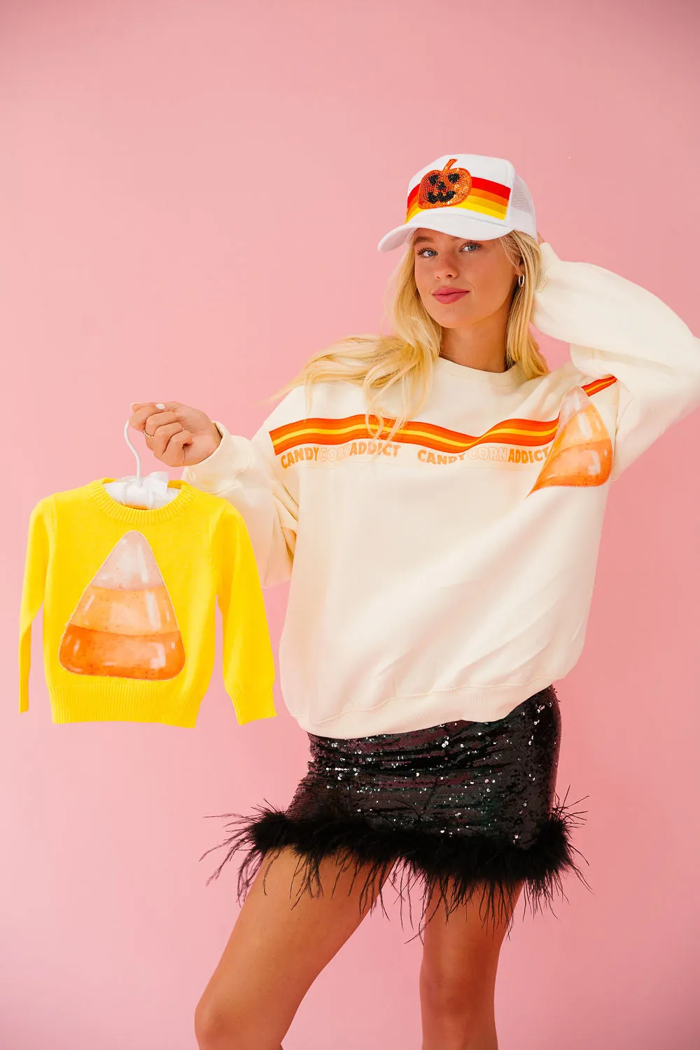 CANDY CORN ADDICT CREAM PULLOVER