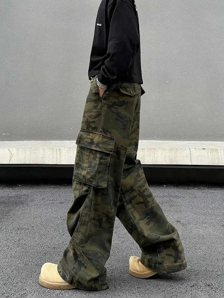 Cargo Pleated Camo Pockets Pants