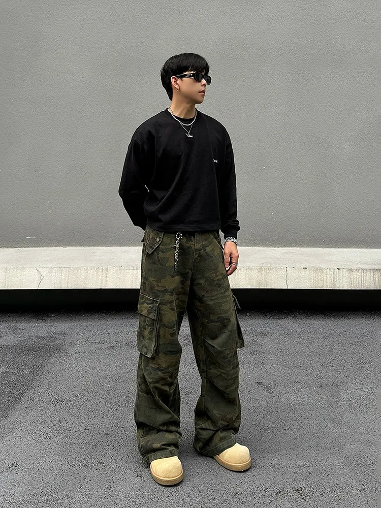 Cargo Pleated Camo Pockets Pants