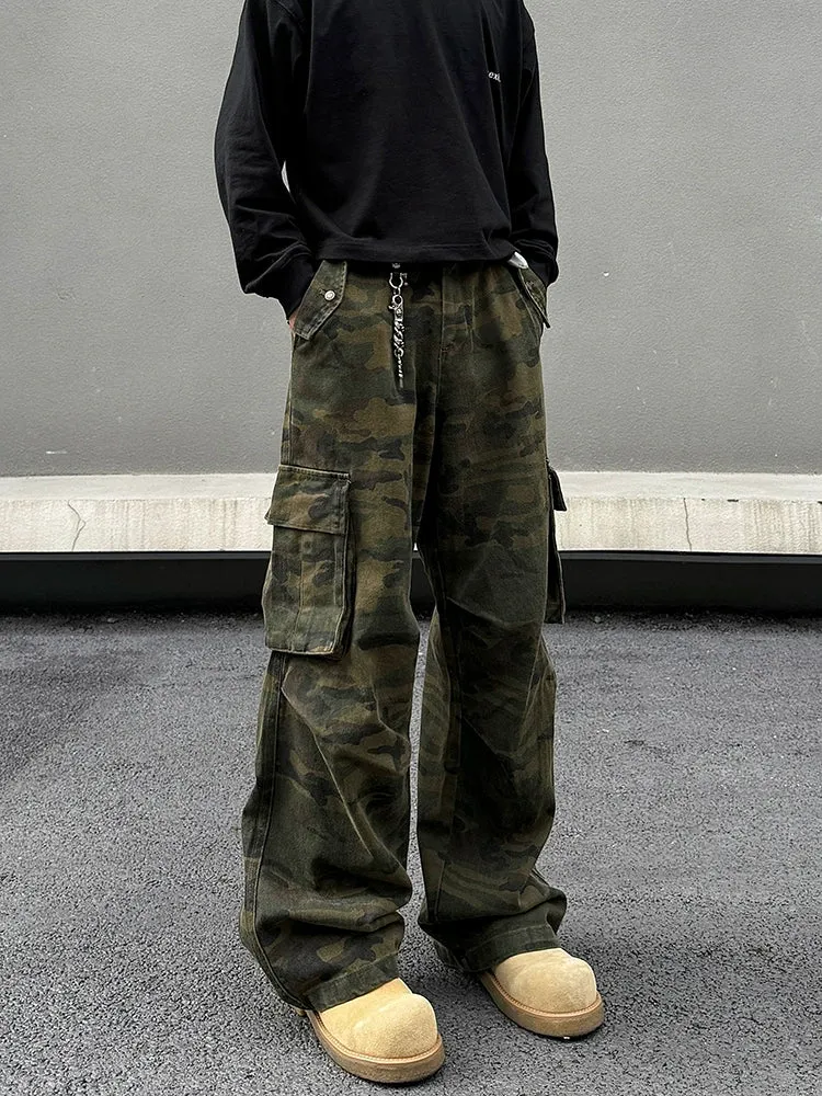 Cargo Pleated Camo Pockets Pants