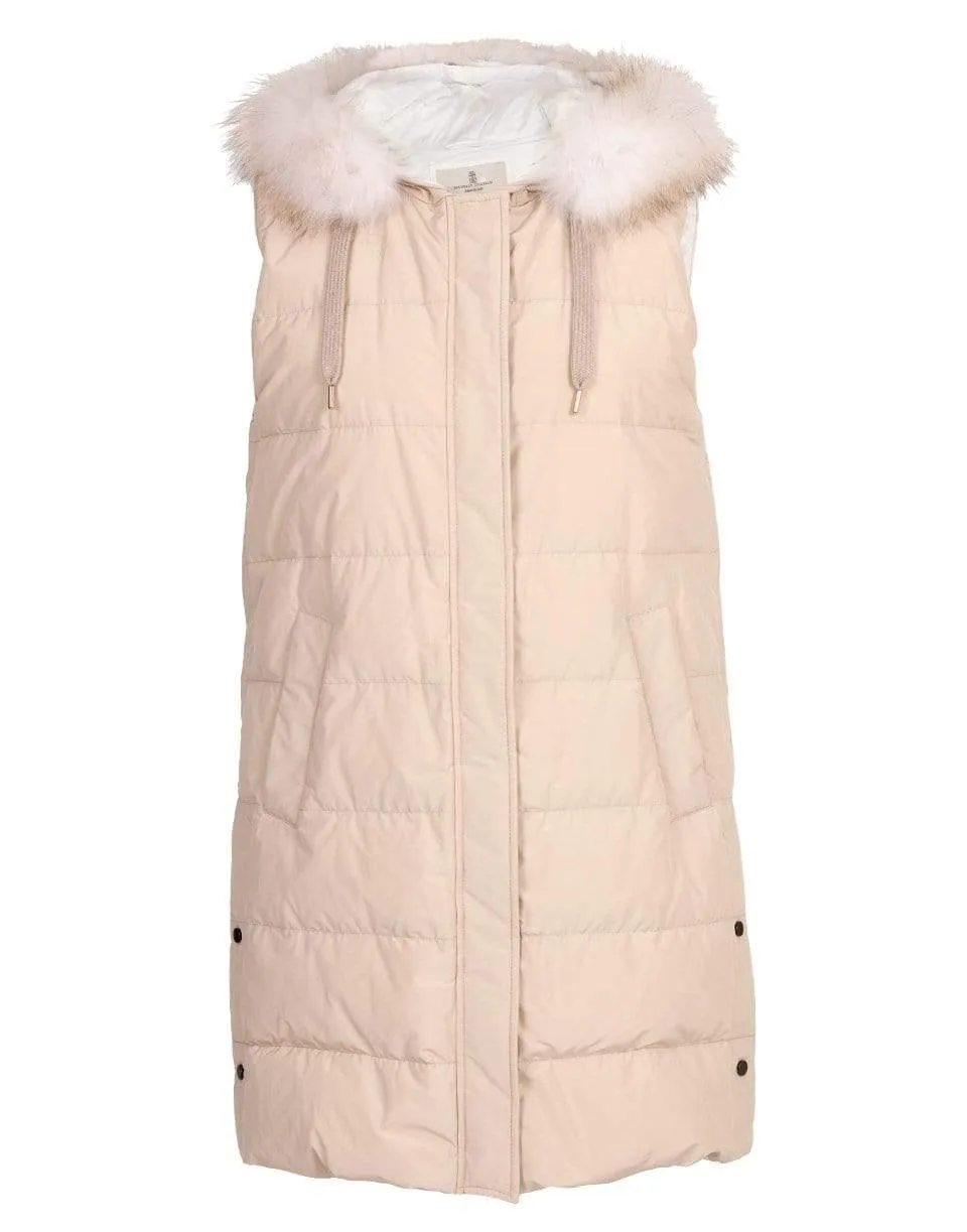 Cashmere and Puffer Vest Double Coat