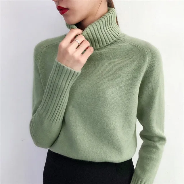 Cashmere Turtleneck Long Sleeve Pullover Knitwear