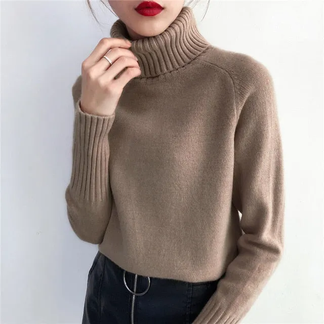 Cashmere Turtleneck Long Sleeve Pullover Knitwear