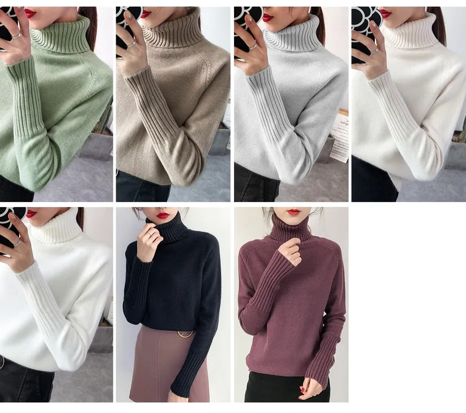 Cashmere Turtleneck Long Sleeve Pullover Knitwear