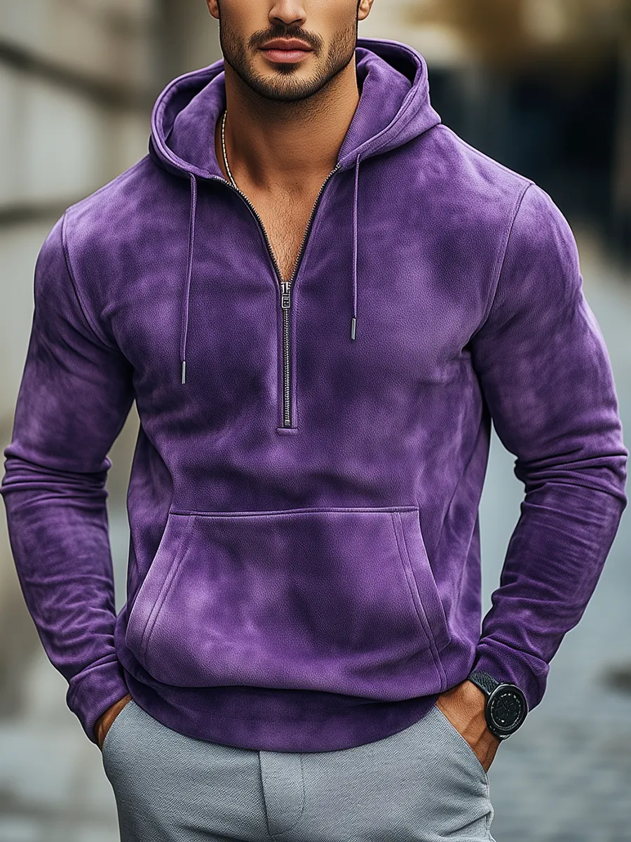 Casual Purple Suede Hoodie