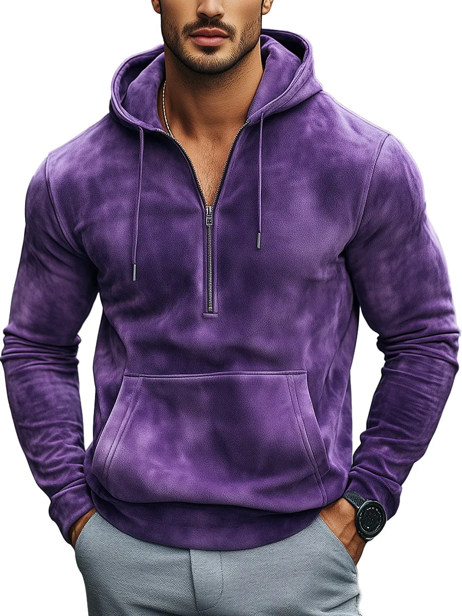 Casual Purple Suede Hoodie