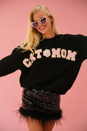 CAT MOM BLACK PULLOVER